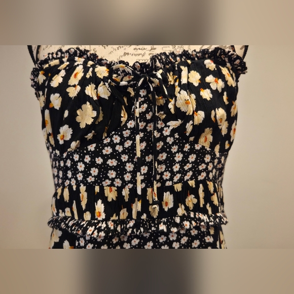 Free People Maxi Floral Dress in Black and Cream,Size L. - Picture 3 of 16